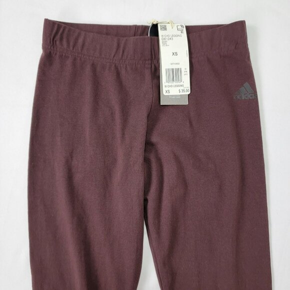 Adidas W Cho Legging DX 1243 Womens Size XS pants stretch "Night Red" wine NEW - Picture 2 of 8